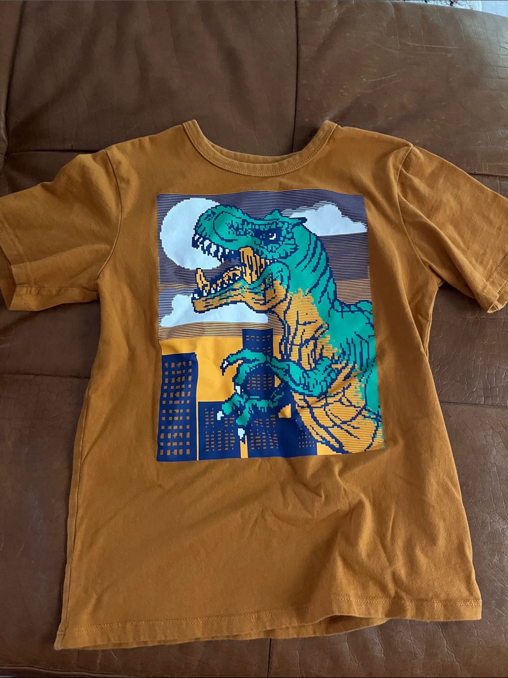 Kids Graphic Dino Tee - Mustard Yellow